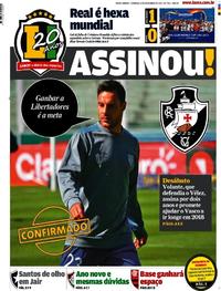 Capa do jornal Lance - Rio de Janeiro 17/12/2017
