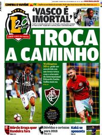 Capa do jornal Lance - Rio de Janeiro 18/12/2017