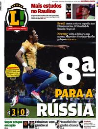 Capa do jornal Lance - Rio de Janeiro 30/03/2017