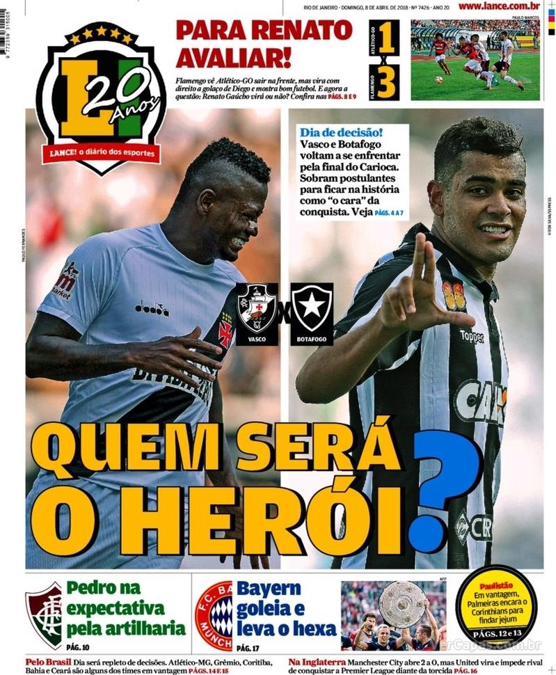 Capa do jornal Lance - Rio de Janeiro 08/04/2018