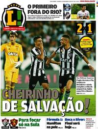 Capa do jornal Lance - Rio de Janeiro 11/11/2018