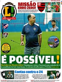 Capa do jornal Lance - Rio de Janeiro 31/10/2018