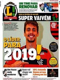 Capa do jornal Lance - Rio de Janeiro 31/12/2018