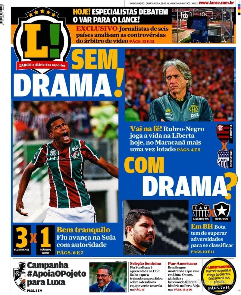 Capa jornal Lance - Rio de Janeiro