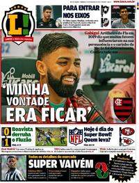 Capa do jornal Lance - Rio de Janeiro 02/02/2020