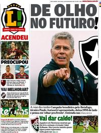 Capa do jornal Lance - Rio de Janeiro 14/02/2020