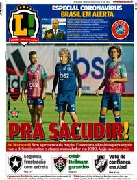 Capa do jornal Lance - Rio de Janeiro 14/03/2020