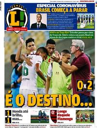 Capa do jornal Lance - Rio de Janeiro 16/03/2020