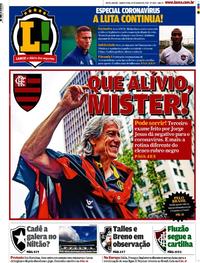Capa do jornal Lance - Rio de Janeiro 19/03/2020