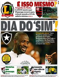 Capa do jornal Lance - Rio de Janeiro 21/02/2020