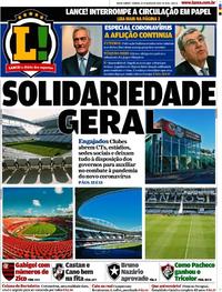 Capa do jornal Lance - Rio de Janeiro 21/03/2020