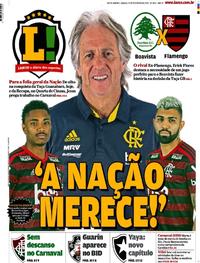 Capa do jornal Lance - Rio de Janeiro 22/02/2020