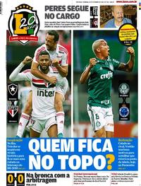 Capa do jornal Lance - São Paulo 30/09/2018