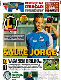 Capa do jornal Lance - São Paulo 04/04/2019