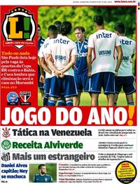 Capa do jornal Lance - São Paulo 29/05/2019