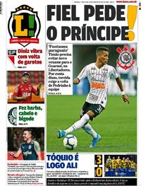 Capa do jornal Lance - São Paulo 11/02/2020
