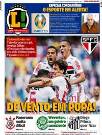 Capa do jornal Lance - São Paulo 18/03/2020