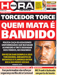Capa do jornal Meia Hora 14/02/2017