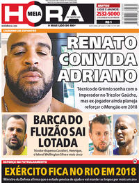Capa do jornal Meia Hora 29/12/2017