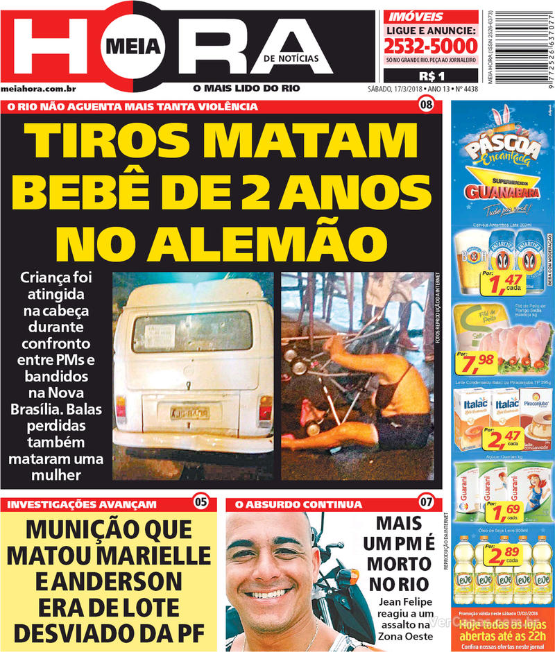 Capa do jornal Meia Hora 17/03/2018