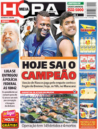Capa do jornal Meia Hora 08/04/2018