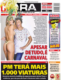 Capa do jornal Meia Hora 09/02/2018