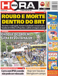 Capa do jornal Meia Hora 10/03/2018