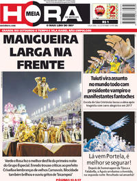 Capa do jornal Meia Hora 13/02/2018