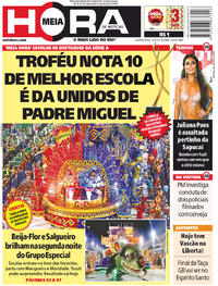 Capa do jornal Meia Hora 14/02/2018