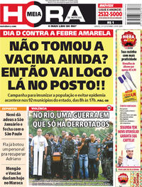 Capa do jornal Meia Hora 27/01/2018
