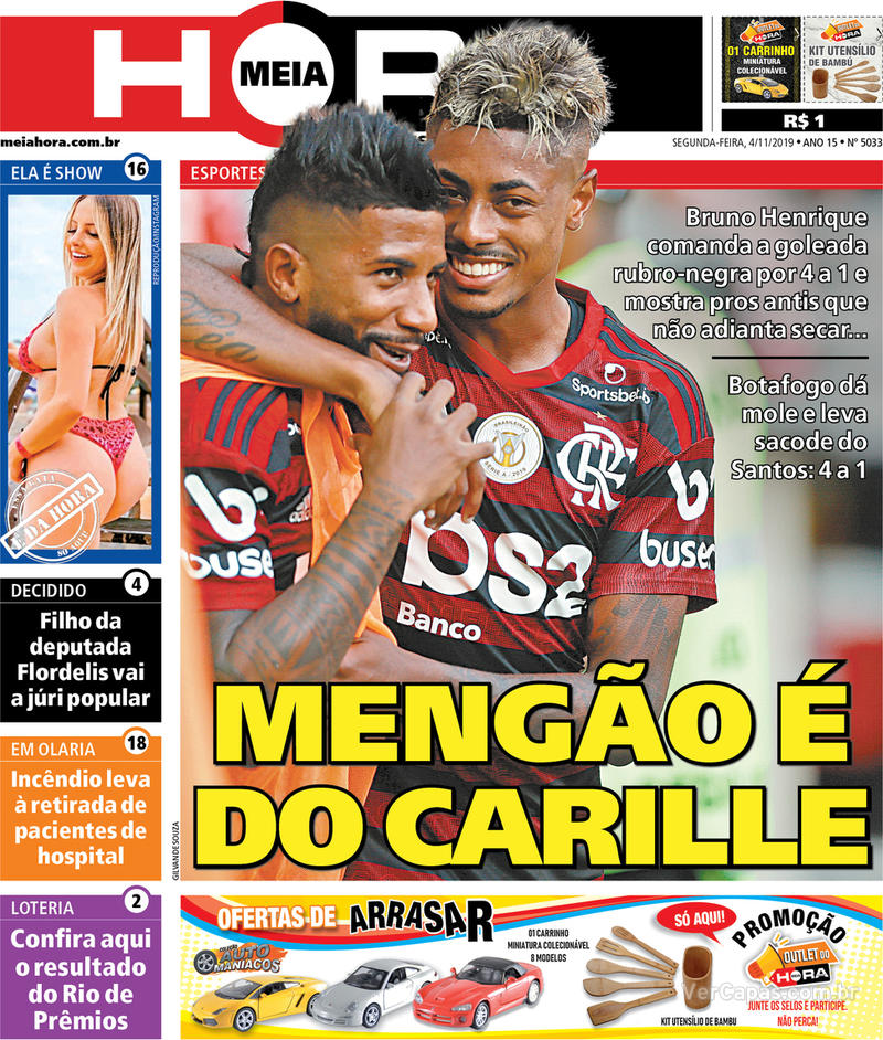 Capa do jornal Meia Hora 04/11/2019