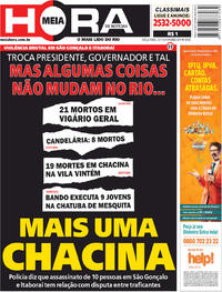 Capa do jornal Meia Hora 22/01/2019
