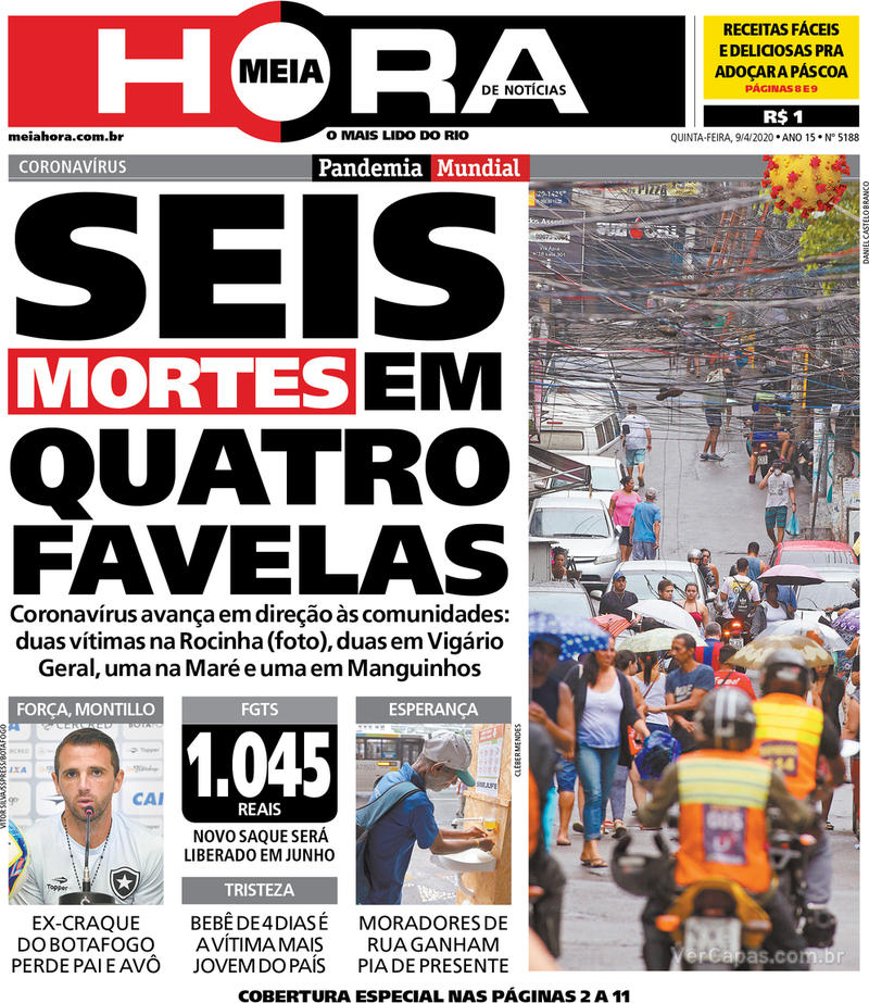 Capa do jornal Meia Hora 09/04/2020
