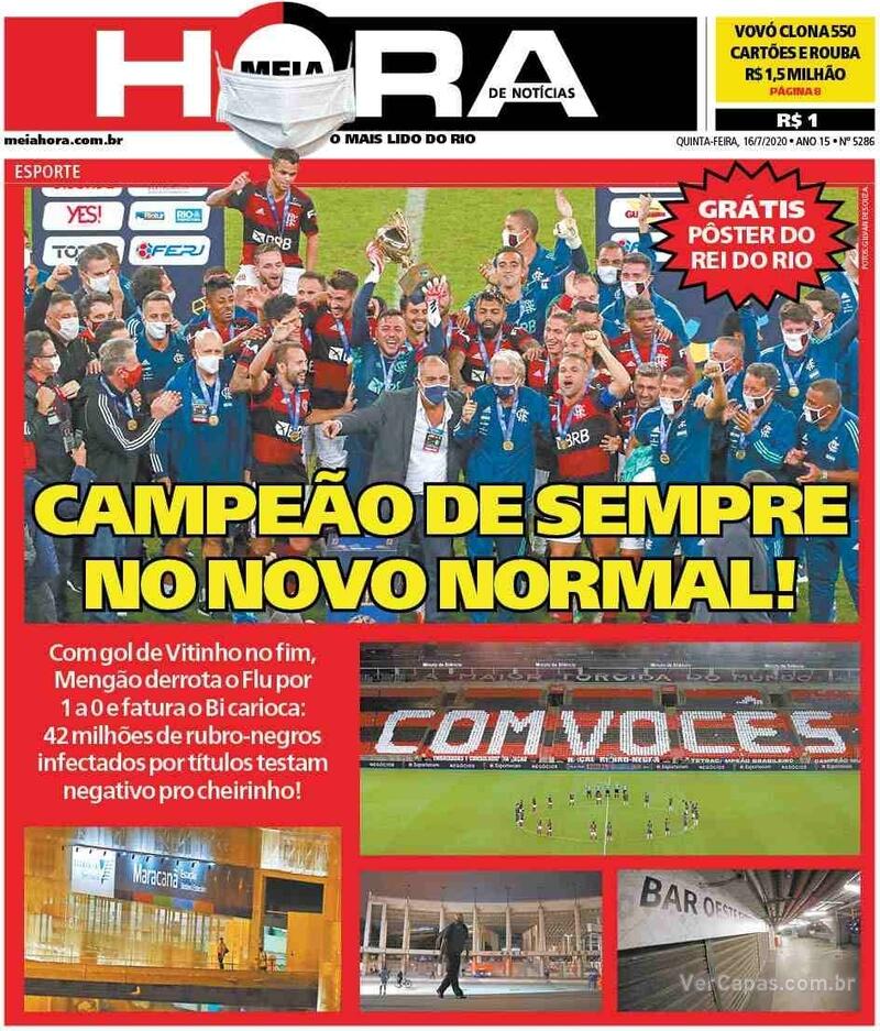 Capa do jornal Meia Hora 16/07/2020