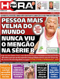 Capa do jornal Meia Hora 16/03/2024