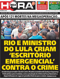 Capa do jornal Meia Hora 30/10/2025