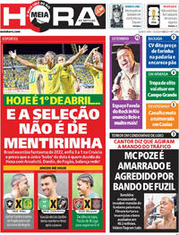 Capa do jornal Meia Hora 01/04/2026