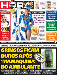 Capa do jornal Meia Hora 14/02/2026
