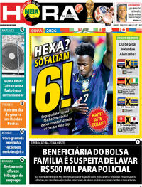 Capa do jornal Meia Hora 20/06/2026