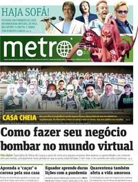 Capa do jornal Metro Jornal São Paulo 17/04/2020