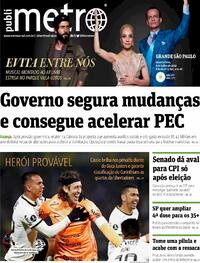 Capa do jornal Metro Jornal São Paulo 06/07/2022