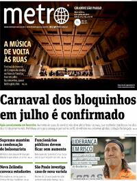 Capa do jornal Metro Jornal São Paulo 08/06/2022