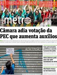 Capa do jornal Metro Jornal São Paulo 08/07/2022