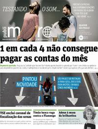 Capa do jornal Metro Jornal São Paulo 09/08/2022