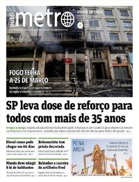Capa do jornal Metro Jornal São Paulo 12/07/2022