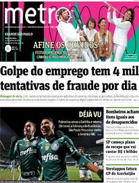 Capa do jornal Metro Jornal São Paulo 13/06/2022