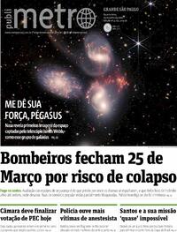 Capa do jornal Metro Jornal São Paulo 13/07/2022