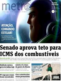 Capa do jornal Metro Jornal São Paulo 14/06/2022