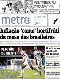 Capa do jornal Metro Jornal São Paulo 16/05/2022