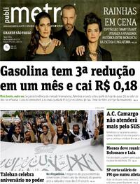 Capa do jornal Metro Jornal São Paulo 16/08/2022